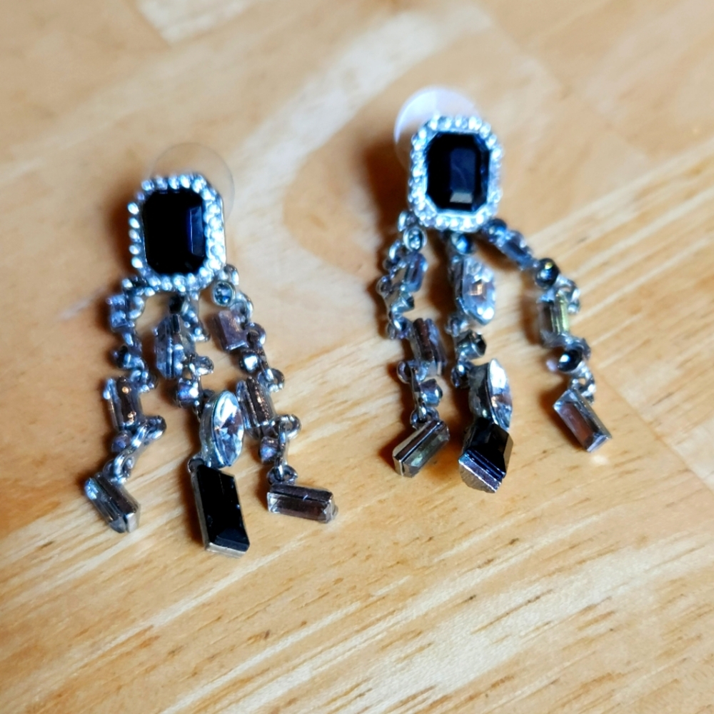 Black and Silver Dangle Earrings